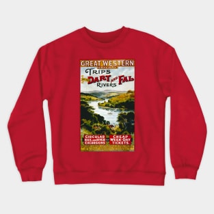 Vintage Travel Poster - Dart and Fal Rivers Crewneck Sweatshirt